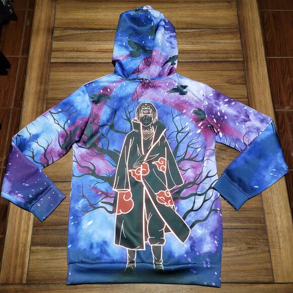 Naruto Shippuden LS Pullover Unisex Hoodie Itachi Uchiha At Night - Size Small - Picture 3 of 3